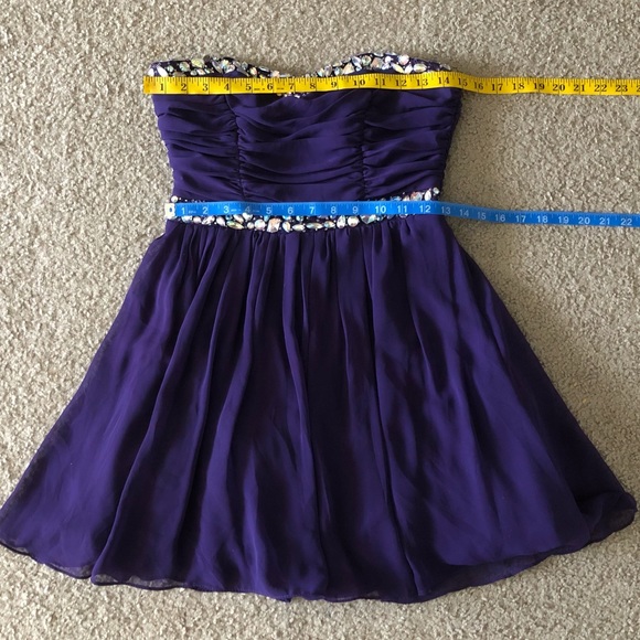 Windsor sequins Rhinestones strapless Purple dress size 7/8 - Picture 6 of 13